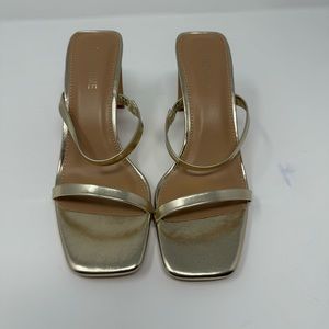 Gold Block Heel Sandals